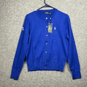 Polo Ralph Lauren Women's Blue US Open Cardigan Sweater Knit Size M